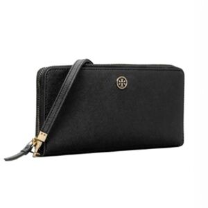 Tory Burch Black Robinson Passport Continental Wallet NWOT
